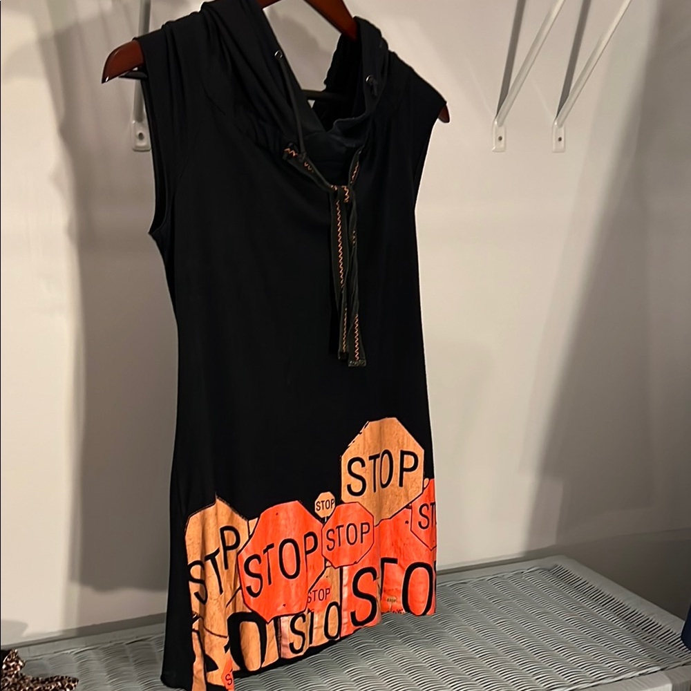 Black and Orange Sleeveless Top